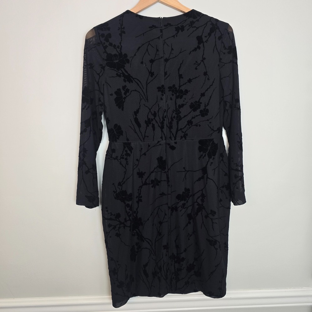 NWT Vintage Lauren Ralph Lauren Black Floral Mesh Dress 12P Gothic Dark Romantic - Picture 11 of 13